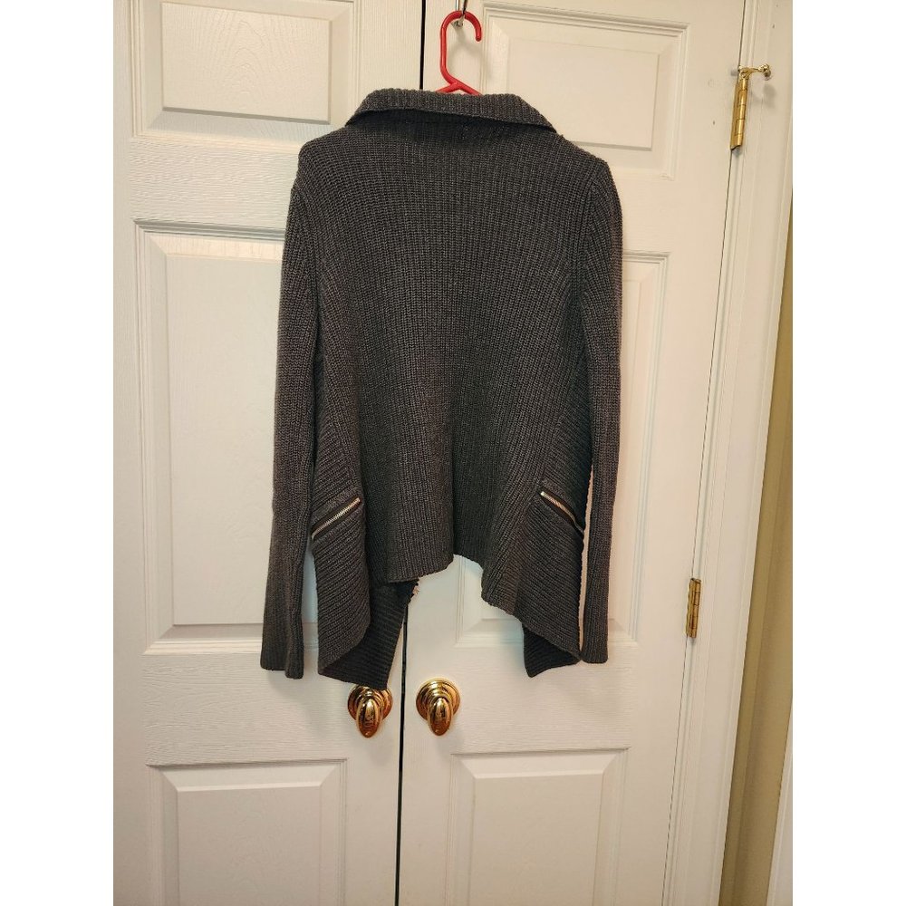 Women Rock & Republic Gray Zipper Single Snap Open Cardigan Sweater Size M - Picture 2 of 2